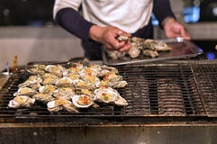 Oysters on a Chinese Street Food Stall Royalty Free Stock Photos Oysters on a Chinese Street Food Stall Royalty Free Stock Photos