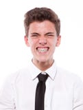 Grimace Of Teenage Boy With Braces. Isolated On White Background Stock Image Grimace Of Teenage Boy With Braces. Isolated On White Background Stock Image