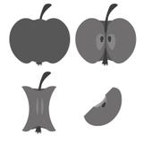 Gris del icono de Apple, mitad, cuarto, trozo stock de ilustración Gris del icono de Apple, mitad, cuarto, trozo stock de ilustración