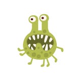 Groen het Lopen Agressief Kwaadaardig Bacteriënmonster met de Scherpe Vectorillustratie van het Tandenbeeldverhaal vector illustratie Groen het Lopen Agressief Kwaadaardig Bacteriënmonster met de Scherpe Vectorillustratie van het Tandenbeeldverhaal vector illustratie