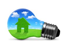 Groen huissymbool in bol stock fotografie Groen huissymbool in bol stock fotografie