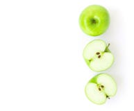 Groene appel van de close-up heelt de hoogste mening op witte achtergrond, fruit voor royalty-vrije stock afbeelding Groene appel van de close-up heelt de hoogste mening op witte achtergrond, fruit voor royalty-vrije stock afbeelding