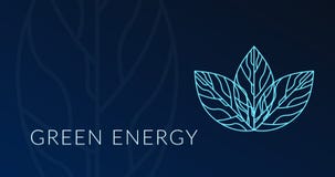 Groene energieaffiche met bladhologram logotype vector illustratie Groene energieaffiche met bladhologram logotype vector illustratie