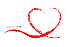 Groetkaart met hand getrokken rood hart †„DU & ICH vector illustratie Groetkaart met hand getrokken rood hart †„DU & ICH vector illustratie