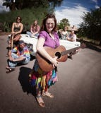 Groovy Group With Female Singer Royalty Free Stock Images