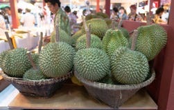Grop de durian dans le panier photo libre de droits Grop de durian dans le panier photo libre de droits