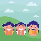 Gros garçons heureux dans le camp illustration stock Gros garçons heureux dans le camp illustration stock