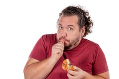 Gros petit croissant mangeur d'hommes drôle sur le fond blanc Bonjour et petit déjeuner photos libres de droits Gros petit croissant mangeur d'hommes drôle sur le fond blanc Bonjour et petit déjeuner photos libres de droits