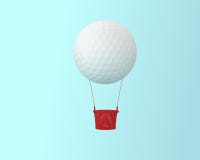 Grote het golfconcepten van de hete luchtballon op blauwe pastelkleurachtergrond min stock illustratie Grote het golfconcepten van de hete luchtballon op blauwe pastelkleurachtergrond min stock illustratie