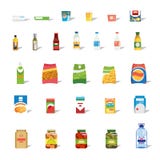 Grote Inzameling van Voedsel en Dranken Vlak Vectorpictogram stock illustratie Grote Inzameling van Voedsel en Dranken Vlak Vectorpictogram stock illustratie