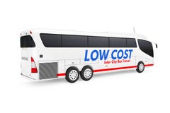 Grote Witte de Reisbus van Bustour inter city met Lage Kostenteken het 3d teruggeven stock illustratie Grote Witte de Reisbus van Bustour inter city met Lage Kostenteken het 3d teruggeven stock illustratie