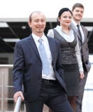 Group of business people on the background of the office royalty free stock photos Group of business people on the background of the office royalty free stock photos