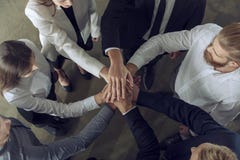 Business people putting their hands together. Concept of integration, teamwork and partnership. stock image Business people putting their hands together. Concept of integration, teamwork and partnership. stock image