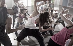 Group of dancers at fitness training royalty free stock image Group of dancers at fitness training royalty free stock image