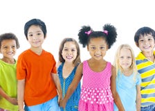Group of Diverse Children on White Background