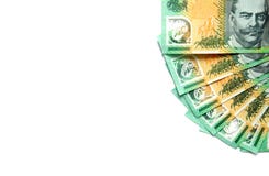 Group of 100 dollar Australian notes on white background have copy space for put text Stock Photography Group of 100 dollar Australian notes on white background have copy space for put text Stock Photography