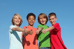 Group of happy positive kids