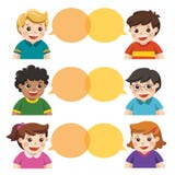 Group of happy smiling kids speaking together. stock illustration Group of happy smiling kids speaking together. stock illustration