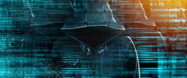 Group of hooded computer hackers with obscured faces stock photography Group of hooded computer hackers with obscured faces stock photography