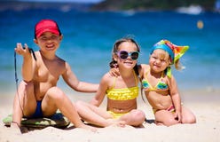Group of kids on a beach Royalty Free Stock Image Group of kids on a beach Royalty Free Stock Image
