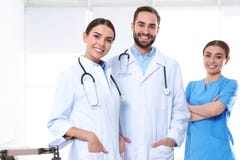 Group of medical doctors at clinic stock image Group of medical doctors at clinic stock image