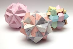 Group Of 3d Origami Balls Stock Photo