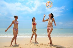 Group Of Friends Having Fun At The Beach Royalty Free Stock Images