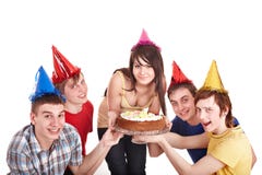 Group Of Happy Young People With Cake. Royalty Free Stock Image Group Of Happy Young People With Cake. Royalty Free Stock Image