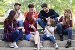 Group Of Young People Together Outdoors In Urban Background Royalty Free Stock Photo