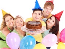 Group People Giving Cake. Royalty Free Stock Images Group People Giving Cake. Royalty Free Stock Images