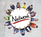 Group of People Holding Hands with Letter Network