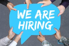 Group of people holding We are hiring jobs, job working recruitment employment business concept stock photography Group of people holding We are hiring jobs, job working recruitment employment business concept stock photography