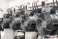 A group of powerful electric motors. Electric drive of industrial equipment. royalty free stock photography A group of powerful electric motors. Electric drive of industrial equipment. royalty free stock photography