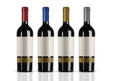 Group of red wine bottles with white label Stock Images Group of red wine bottles with white label Stock Images