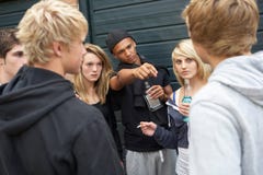 Group Of Threatening Teenagers Hanging Out