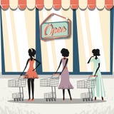 Group of women in shopping day style retro Stock Image Group of women in shopping day style retro Stock Image
