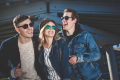 Group of young adults having fun spending the day in the city royalty free stock photos Group of young adults having fun spending the day in the city royalty free stock photos