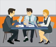 Group of young business people working and communicating together in modern office. stock illustration Group of young business people working and communicating together in modern office. stock illustration