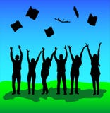 Group of young people threw up books after graduation and passi royalty free illustration Group of young people threw up books after graduation and passi royalty free illustration