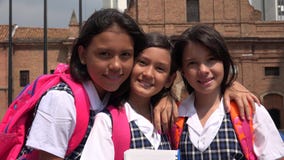 Pretty Girl Students Posing Wearing School Uniforms stock photo Pretty Girl Students Posing Wearing School Uniforms stock photo