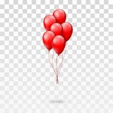 Groupe brillant rouge de ballons Illustration d'isolement sur le fond transparent illustration stock Groupe brillant rouge de ballons Illustration d'isolement sur le fond transparent illustration stock