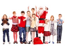 Groupe d'enfants avec le père noël. Image stock Groupe d'enfants avec le père noël. Image stock