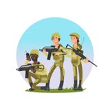 Groupe d'illustration de vecteur de soldats Mâle militaire et personnage de dessin animé féminin illustration libre de droits Groupe d'illustration de vecteur de soldats Mâle militaire et personnage de dessin animé féminin illustration libre de droits