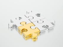 groupe de l'illustration 3D de puzzles d'or et d'argent illustration libre de droits groupe de l'illustration 3D de puzzles d'or et d'argent illustration libre de droits