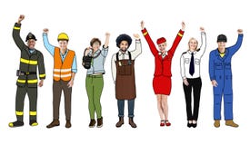 Groupe de personnes multi-ethniques diverses avec différents travaux Photographie stock libre de droits Groupe de personnes multi-ethniques diverses avec différents travaux Photographie stock libre de droits