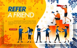 Groupe de personnes qui se serrent la main et font des affaires, entreprises pour se référer un marketing de niveau frined et mul illustration de vecteur Groupe de personnes qui se serrent la main et font des affaires, entreprises pour se référer un marketing de niveau frined et mul illustration de vecteur