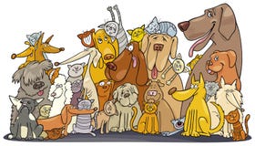Groupe énorme de chats et de crabots illustration stock Groupe énorme de chats et de crabots illustration stock