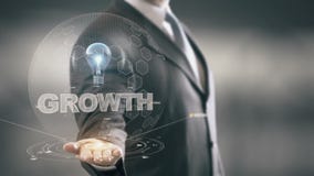 Growth with bulb hologram businessman concept royalty free illustration Growth with bulb hologram businessman concept royalty free illustration