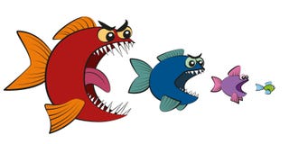 Große Fische, welche die kleinen Fische komisch essen lizenzfreie abbildung Große Fische, welche die kleinen Fische komisch essen lizenzfreie abbildung