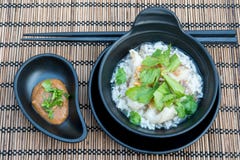 Gruau de riz avec des poissons photo stock Gruau de riz avec des poissons photo stock